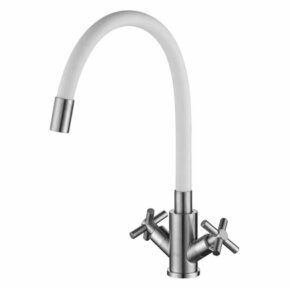 Смеситель для кухни Stemix SUS 808-271F-1 WHITE гибкий излив, с кран-буксой