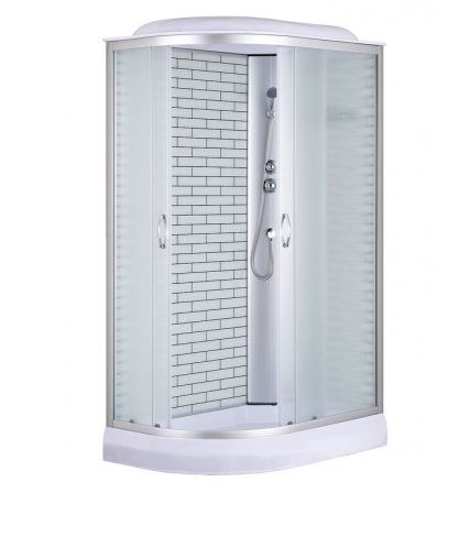 Душевая кабина CS-66120-13R FW 120*80*215 . Белый кирпичный узор, матовое стекло 4мм. Поддон 13 см.