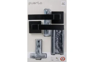 Комплект дверной фурнитуры PUERTO ( с пластиковым язычком) черный  SET 521-03 5-45PL 2S Black
