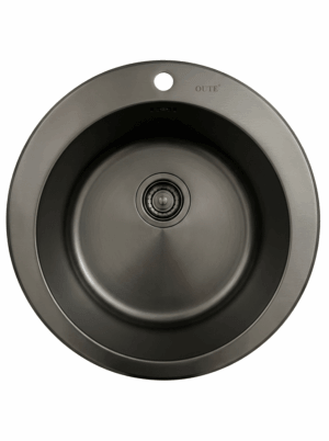 Мойка для кухни OUTE T74900H-1, нержавейка, чёрный с декором (с сифоном)
